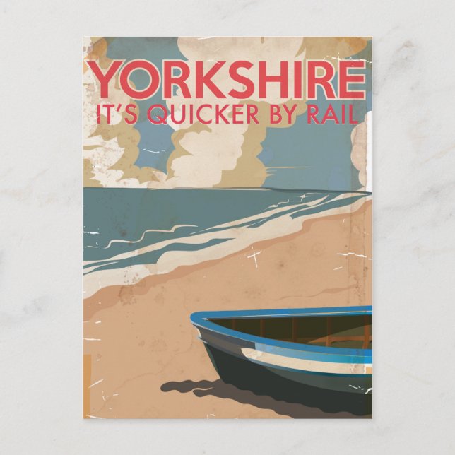 Yorkshire Vintage Railway Travel Poster Postcard (Front)