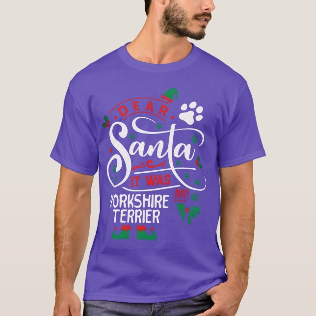 Yorkshireerrier Dog Christmas Dog breed family boy T-Shirt (Front)