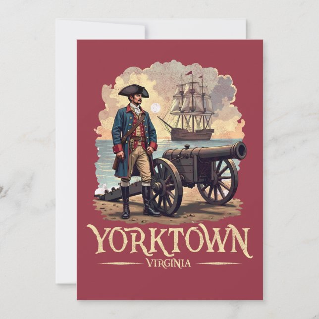 Yorktown Virginia Colonial Soldier Vintage Invitation (Front)