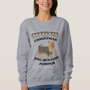 Yorky, Yorkshire Terrier dog Christmas Dog Hugging Sweatshirt