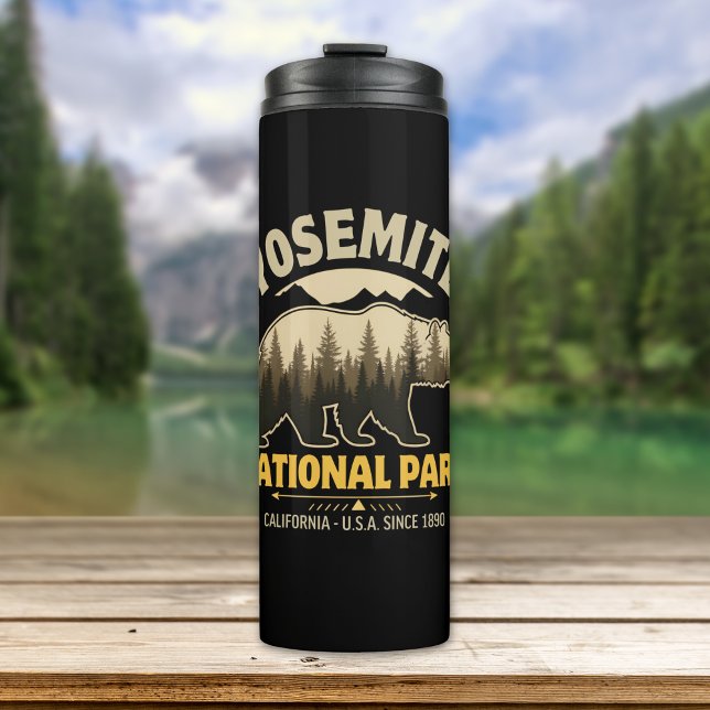 Yosemite Bear Vintage Forest Travel  Thermal Tumbler (Creator Uploaded)