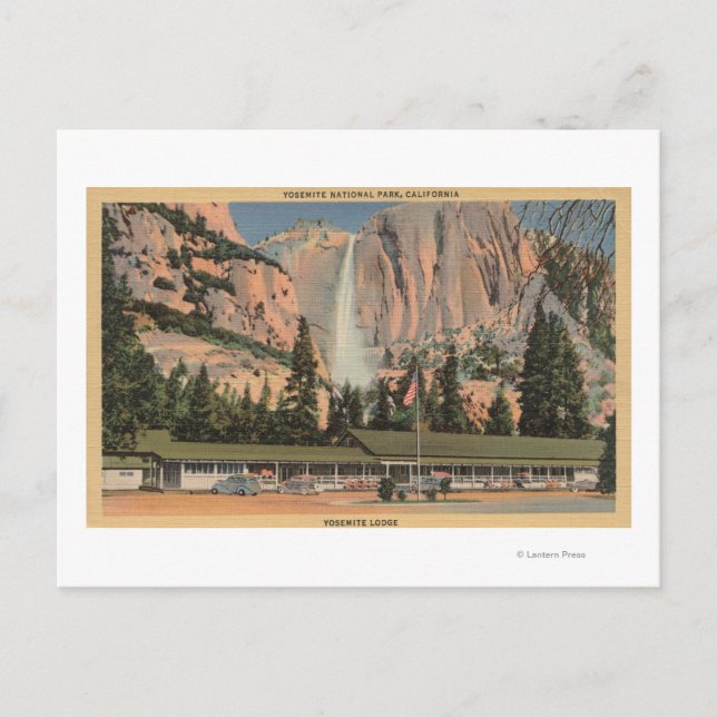 Yosemite, CA view of Yosemite Lodge and Falls Postcard (Front)