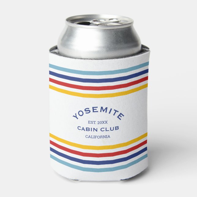 Yosemite Cabin Club Custom Crest Park Stripe Can Cooler (Can Front)