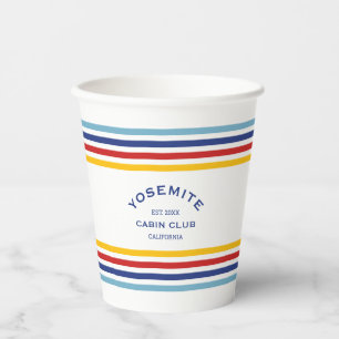 Yosemite Cabin Club Custom Crest Park Stripe Paper Cups