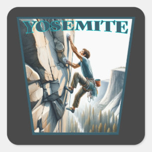 Yosemite California Rock Climbing Square Sticker
