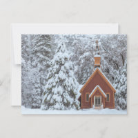 Yosemite Chapel in Snowy Forest