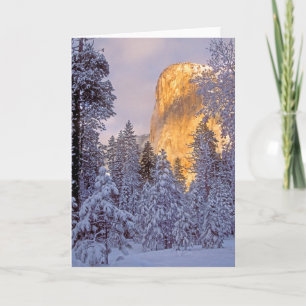 Yosemite - El Capitan lit by sunlight Holiday Card
