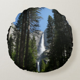 Yosemite Falls and Woods Landscape Photography Round Cushion