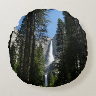 Yosemite Falls and Woods Landscape Photography Round Cushion