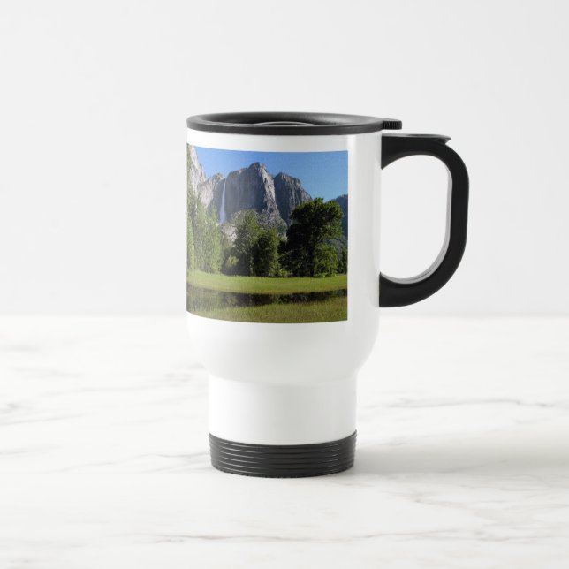 Yosemite Falls from Valley in California Travel Mug (Right)