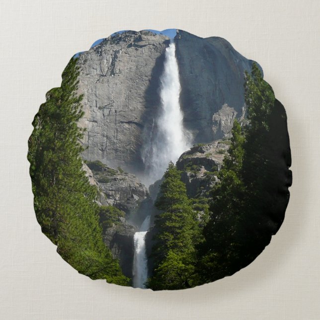 Yosemite Falls II from Yosemite National Park Round Cushion (Front)