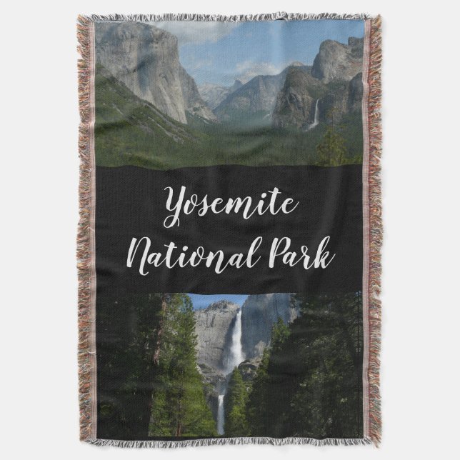 Yosemite Falls II from Yosemite National Park Throw Blanket (Front Vertical)