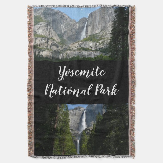 Yosemite Falls III from Yosemite National Park Throw Blanket (Front Vertical)