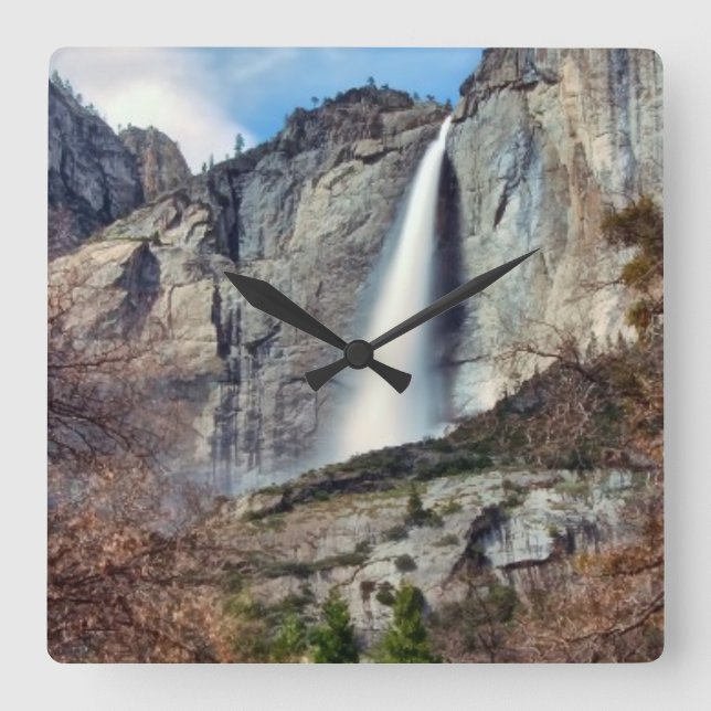 Yosemite Falls Square Wall Clock (Front)
