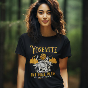 Yosemite Forest Landscape with Vintage Wolf Tri-Blend Shirt