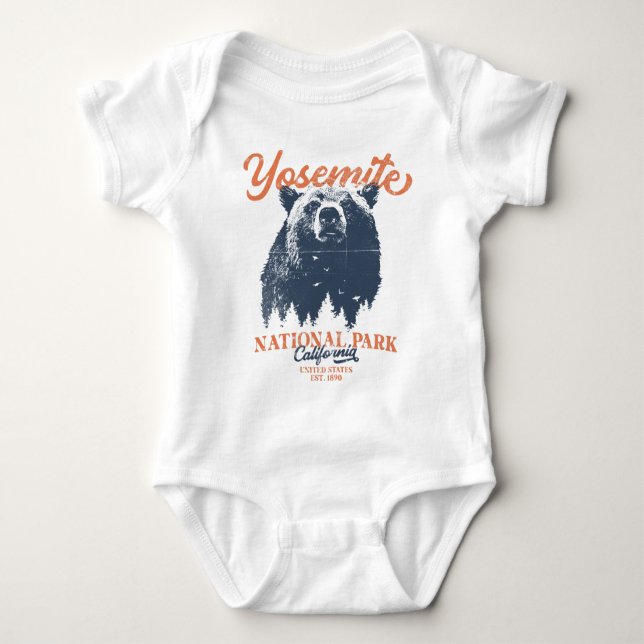 Yosemite Grizzly Bear California National Park Baby Bodysuit (Front)