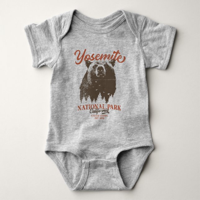 Yosemite Grizzly Bear California National Park Baby Bodysuit (Front)