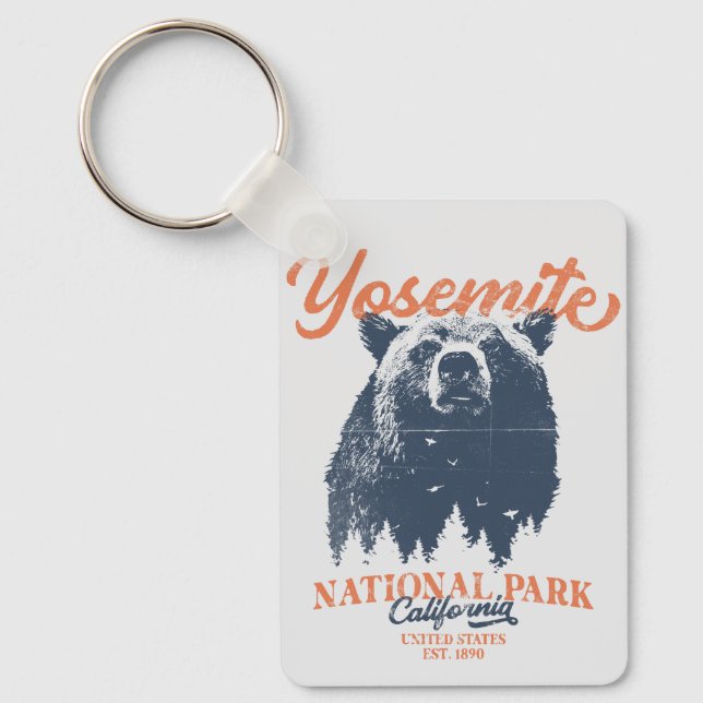 Yosemite Grizzly Bear California National Park Key Ring (Front)