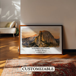 Yosemite Half Dome California Poster, Watercolor,  Poster