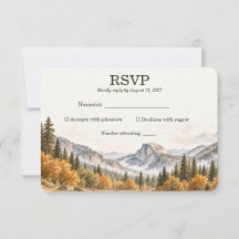 Yosemite Half Dome Fall Watercolor Wedding