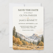Yosemite Half Dome Fall Watercolor Wedding