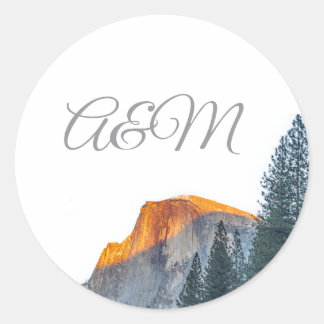 Yosemite Half Dome Sunset Initials Classic Round Sticker