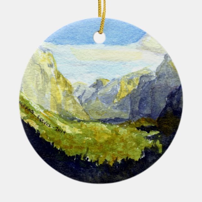 Yosemite, Inspiration Point Ceramic Tree Decoration (Front)