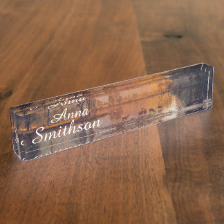 Yosemite Lake Deer Wildlife Desk Name Plate