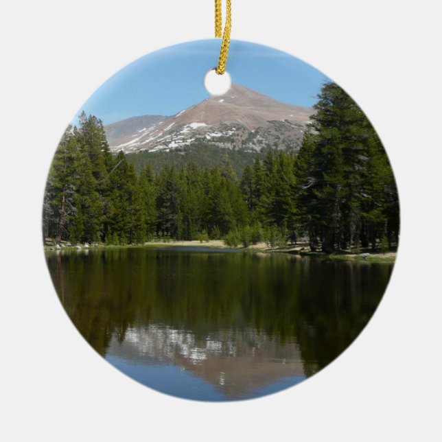 Yosemite Lake Reflection Ceramic Tree Decoration (Front)