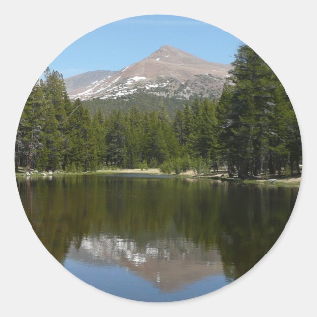Yosemite Lake Reflection Classic Round Sticker (Front)