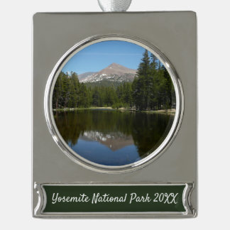 Yosemite Lake Reflection Silver Plated Banner Ornament