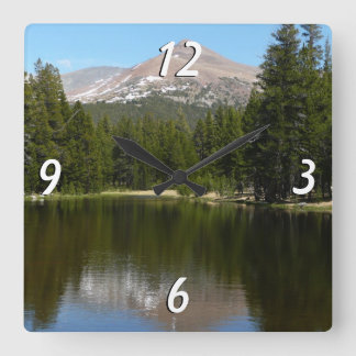 Yosemite Lake Reflection Square Wall Clock