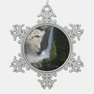Yosemite Lower Falls at Lower Yosemite Falls Trail Snowflake Pewter Christmas Ornament