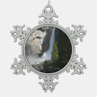 Yosemite Lower Falls at Lower Yosemite Falls Trail Snowflake Pewter Christmas Ornament