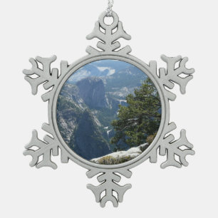 Yosemite Mountain View in Yosemite National Park Snowflake Pewter Christmas Ornament