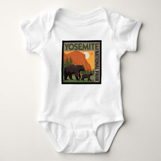 Yosemite National Park | Bear Family Baby Bodysuit (Front)