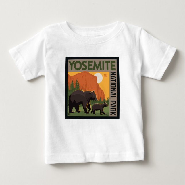 Yosemite National Park | Bear Family Baby T-Shirt (Front)