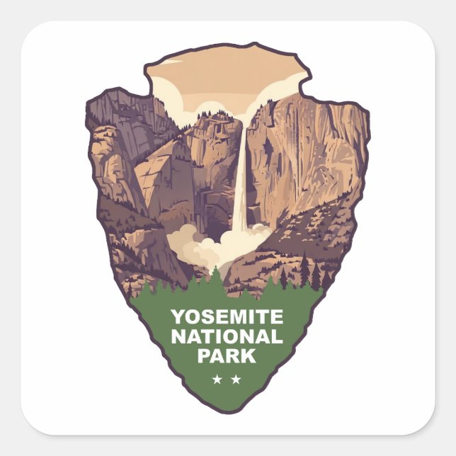 Yosemite National Park Bridalveil Fall Arrowhead Square Sticker (Front)