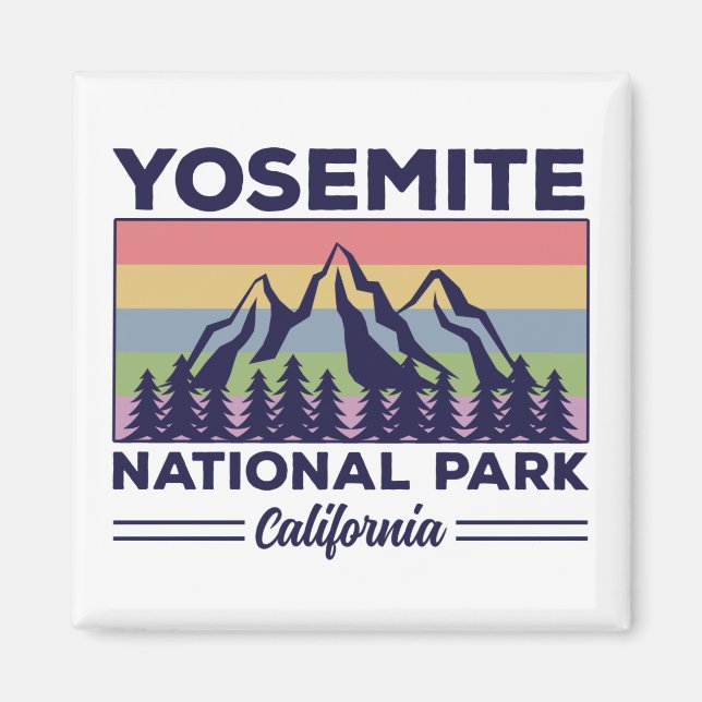 Yosemite National Park California Retro Hiking Magnet (Front)