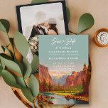 Yosemite National Park California save the date Invitation<br><div class="desc">This Vintage Yosemite National Park Wedding Invitation, beautifully painted in Vintage! This stunning invitation features a typical Yosemite National Park Mountain View. Our invitation is customisable, - you can easily edit the text to fit your wedding details. Choose from a variety of font styles and colours to match your theme....</div>