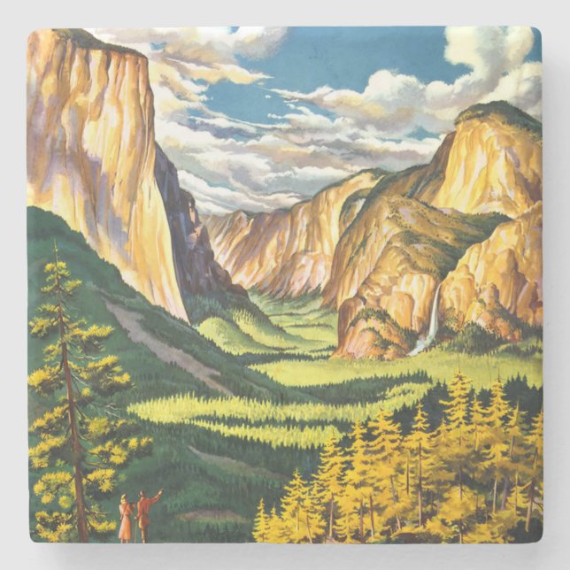 Yosemite National Park California Travel Art Stone Coaster (Front)