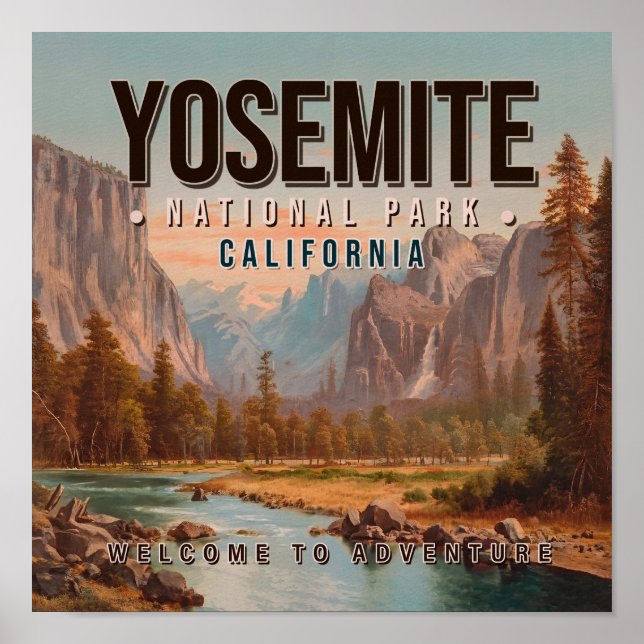 Yosemite National Park California Vintage 1980s Poster (Front)