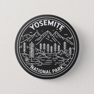Yosemite National Park California Vintage Monoline 6 Cm Round Badge