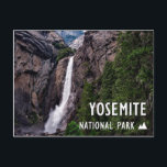 Yosemite National Park California Waterfall Postcard<br><div class="desc">A gorgeous photo of one of the most gorgeous locations in the US, the Yosemite National Park in the Sierra Nevada mountain range of California. Featuring its iconic waterfall in the Yosemite Valley and a lush forest of cedar, pine and hemlock trees. Great for Yosemite National Park travelers and vacations!...</div>