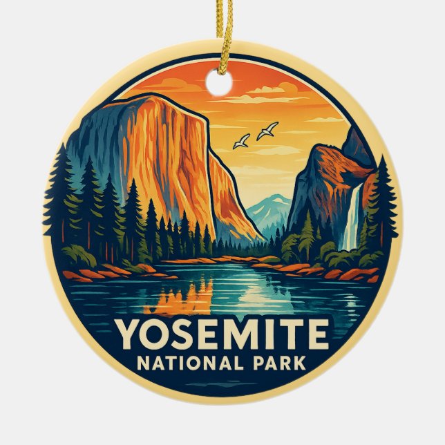 Yosemite National Park Ceramic Tree Decoration (Front)
