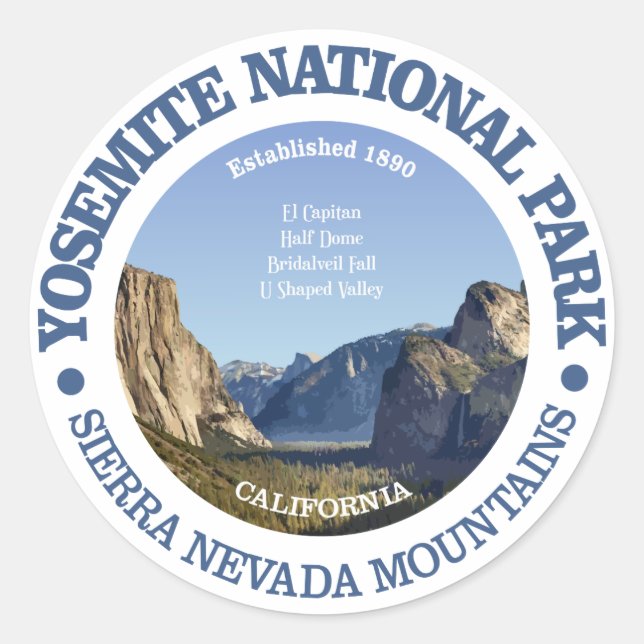 Yosemite National Park Classic Round Sticker (Front)