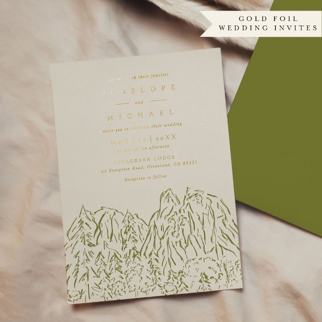 Yosemite National Park Destination Wedding (Yosemite National Park Destination Wedding Gold Foil Invitation)