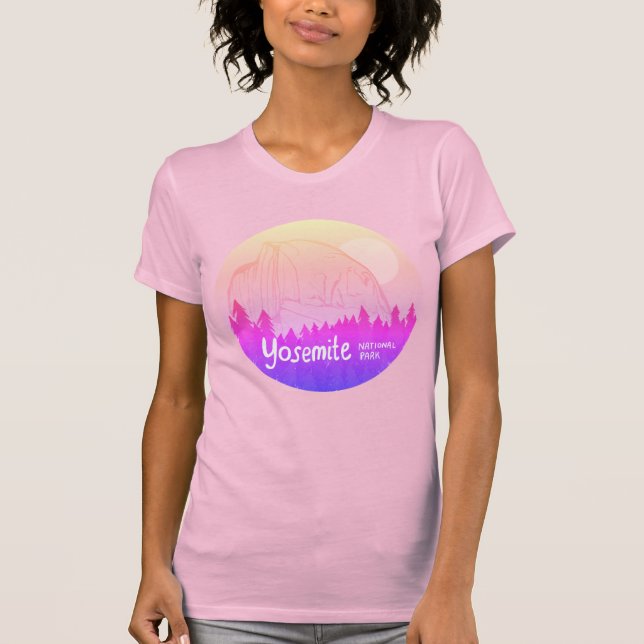 Yosemite National Park Half Dome Sunset Pink T-Shirt (Front)