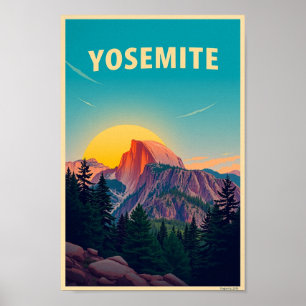 Yosemite National Park Half Dome Vintage Poster