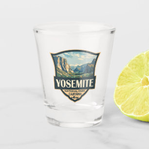 Yosemite National Park Illustration Retro Badge Shot Glass